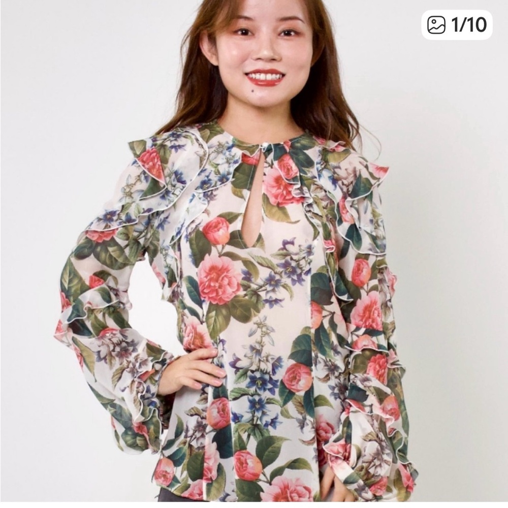 NICHOLAS Multicolor Floral Ruffle Blouse